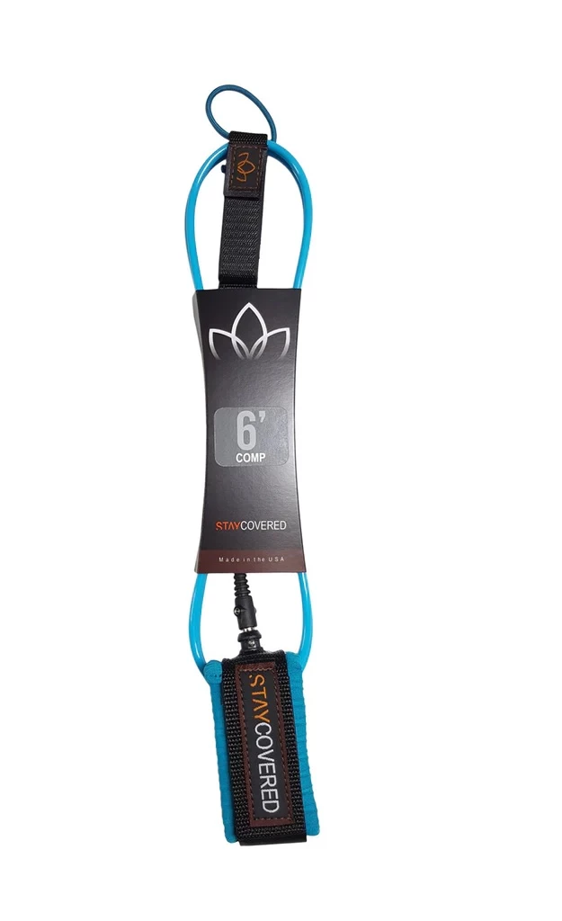 Stay Covered - 6' Comp Surfboard Leash - Cyan Blue 3 Stay Covered - 6' Comp Surfboard Leash - Cyan Blue