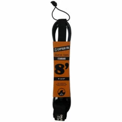 Captain Fin - 8' Standard "Shred Cord" Surfboard Leash - Black