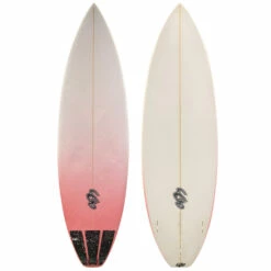 5'9" Chris Gallagher "HoverCraft" Used Shortboard Surfboard - Pink Sunburst Airbrush