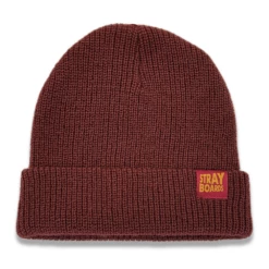 Stray Boards Cardigan Knit Beanie Hat - Crimson/Red