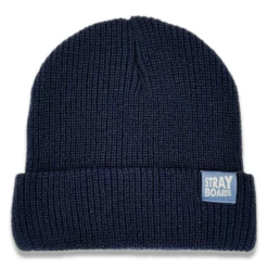 Stray Boards Cardigan Knit Beanie Hat - Navy/Blue
