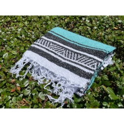 Hand-Crafted Mexican Beach Blanket - Aqua
