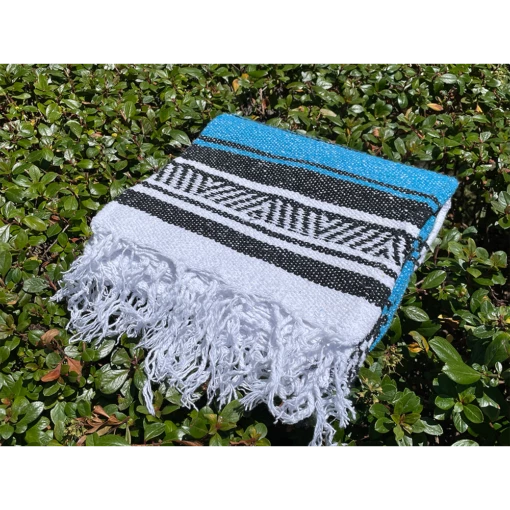 Hand-Crafted Mexican Beach Blanket - Blue -KITEBOARDING Shop blue 1 34613.1687645800